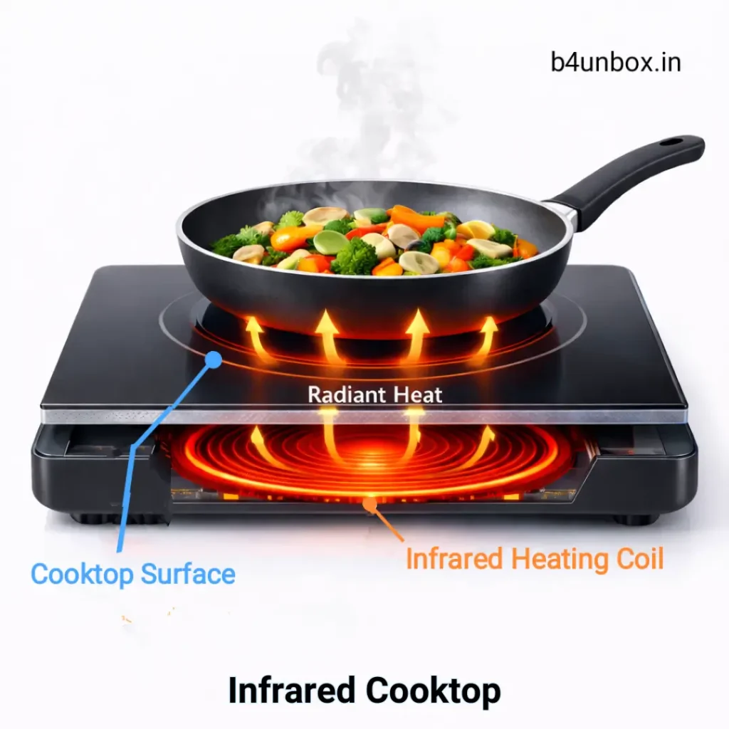how infrared cooktop works with radiant heat coil